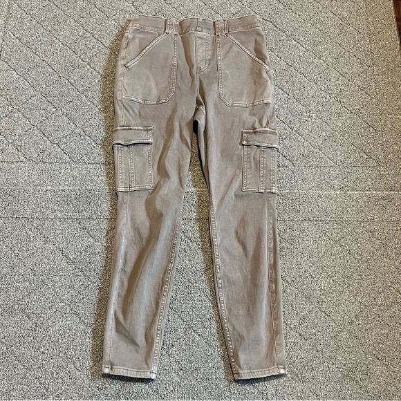 SPANX Denim - Spanx Cargo Jeans Womens Medium Green Pull On Pockets Stretch Shaping